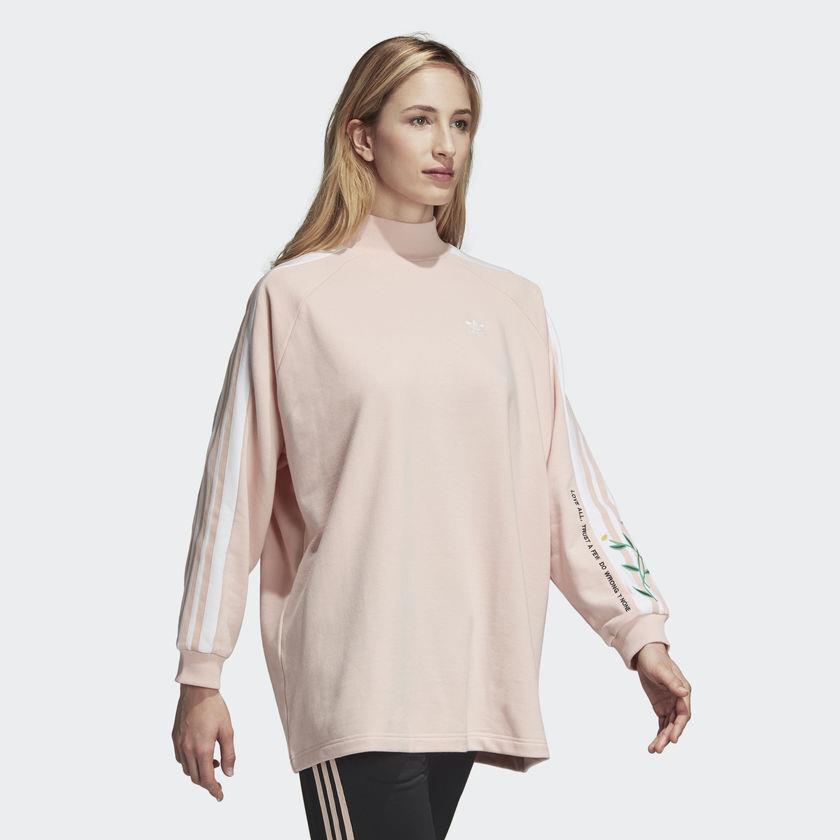 Adidas Originals Women`s Crew Pink Sweatshirt Shirt Sweater - DN9101 SZ S