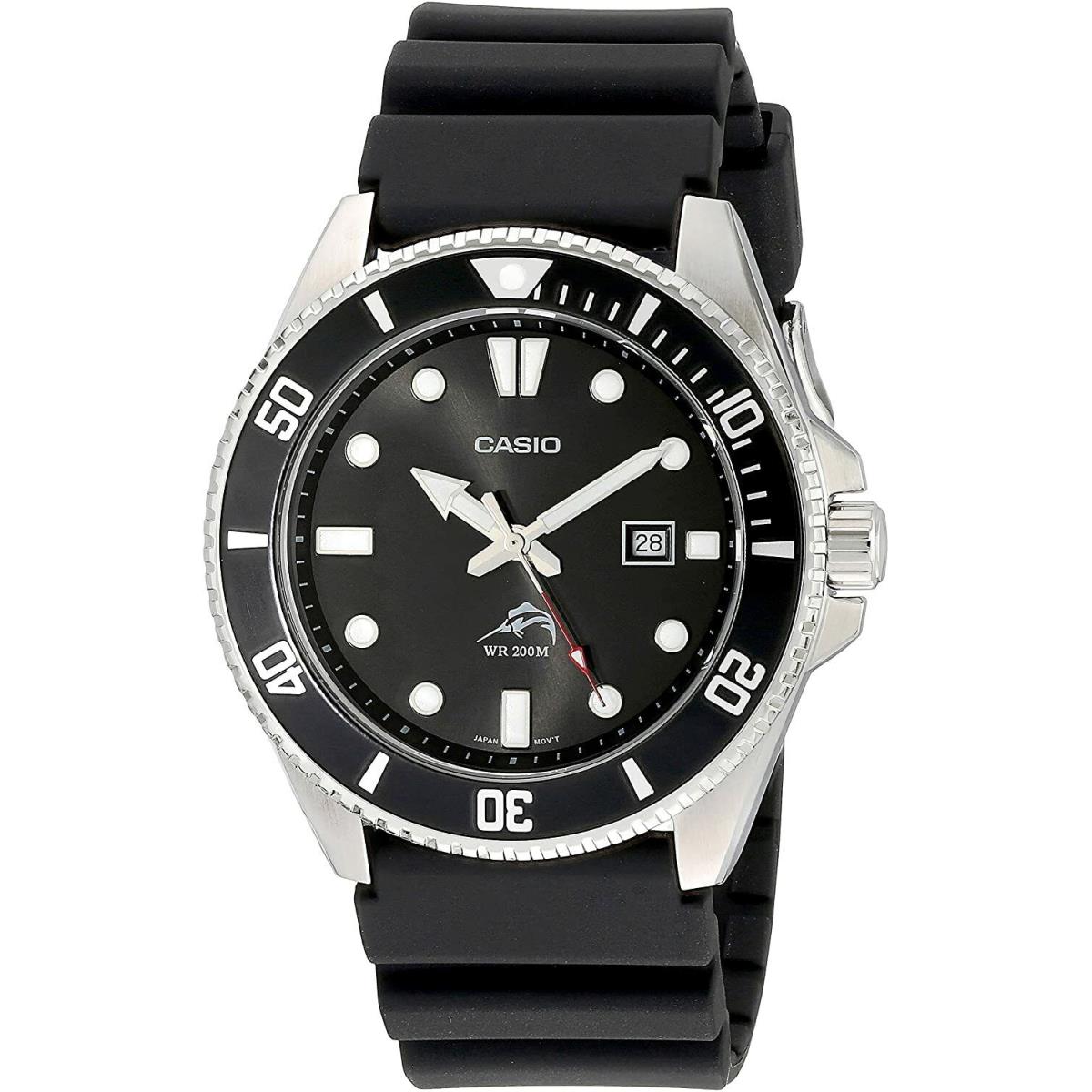 Casio MDV106-1A Analog Sport 200M WR Mens Black Resin Wrist Watch - Dial: Black, Band: Black