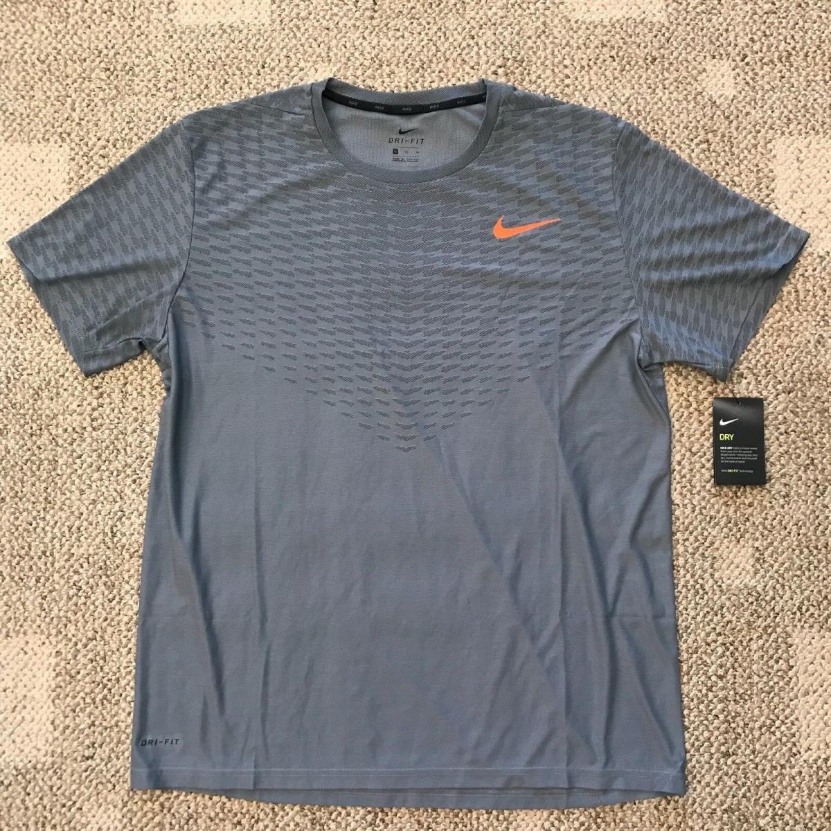 Nike Dry Men`s Short Sleeve Training Athletic Shirt Gray Size XL 860944-065