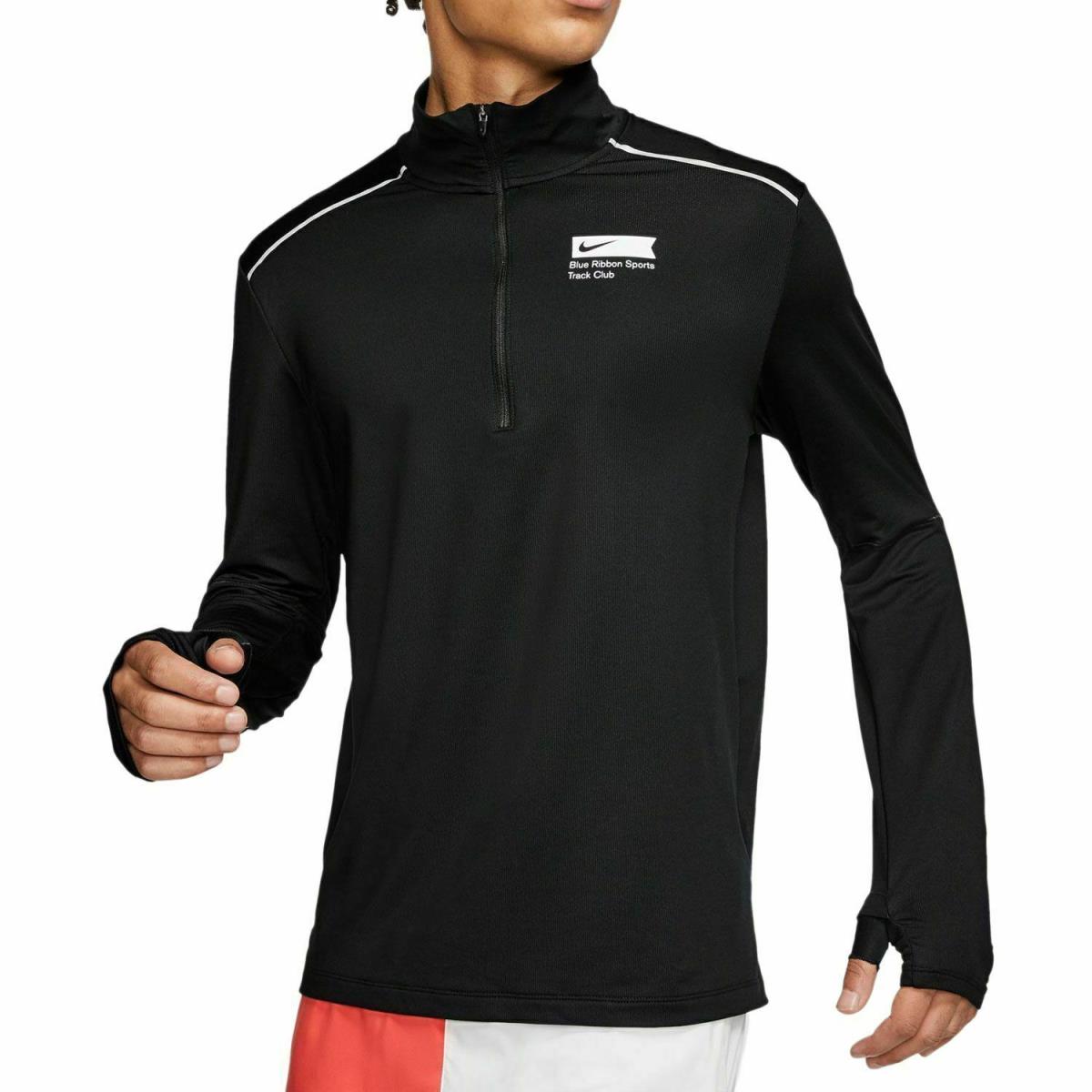 Nike Blue Ribbon Sports Track Club 1/2 Zip Running Top Black Shirt Size 2XL