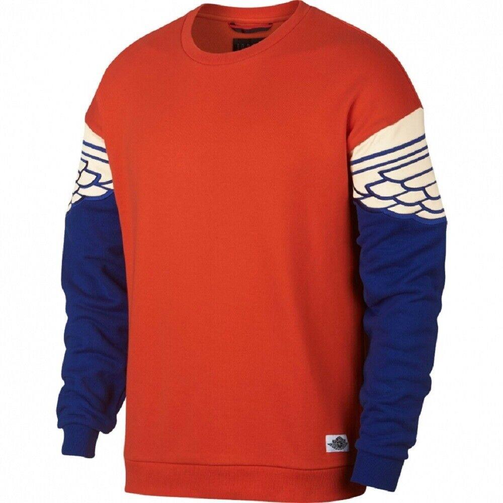 Men`s Nike Jordan Satin Wings Sweatshirt Top Shirt AO0426-891 Orange L Large