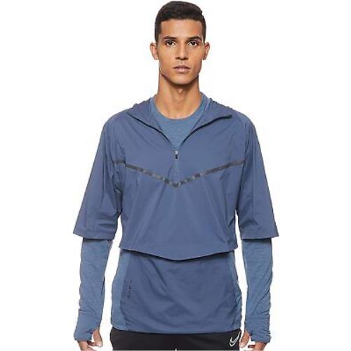 Mens Nike Tech Pack Running 1/2 Zip Shirt Jacket Top Blue Size XL AR1709-427