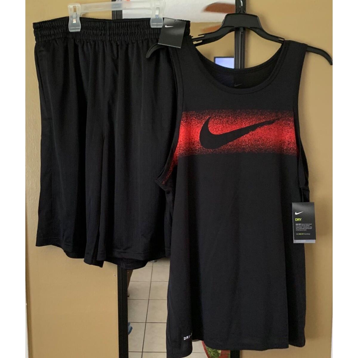 Mens Nike Dry-fit Shorts Tank Top Black SZ XL AT3405-010 Outfit