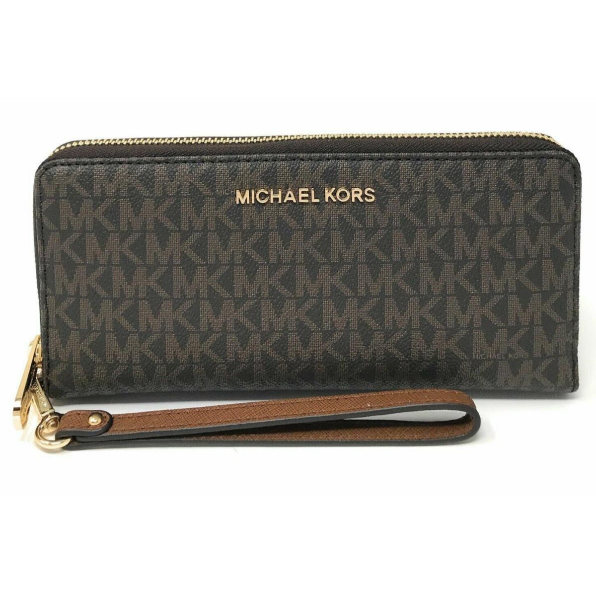 Michael Kors Jet Set Travel Large Continental Wristlet Wallet Brown