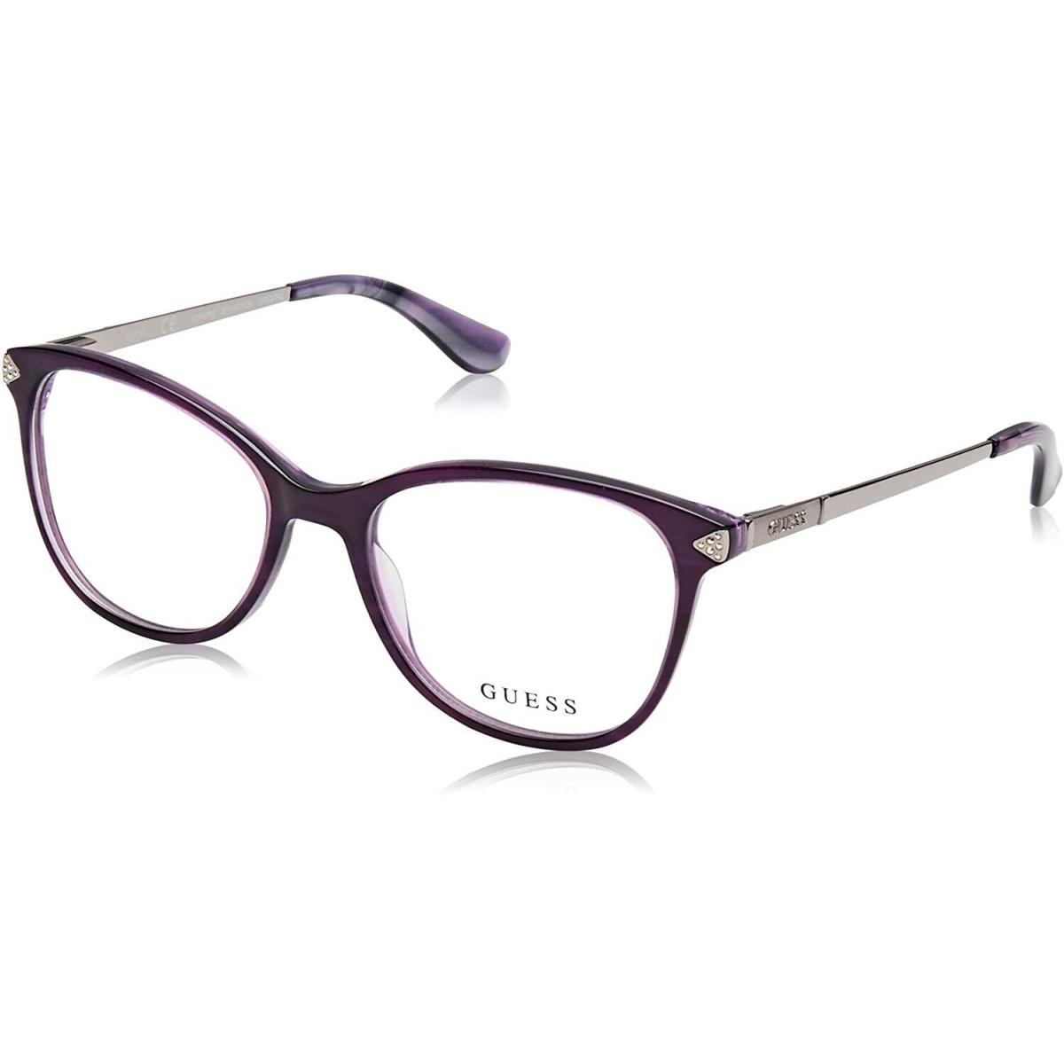 Guess GU2632-S Purple 081 Plastic Cat Eye Optical Eyeglasses Frame 52-17-135 AB - Purple , Purple Frame, Clear Lens