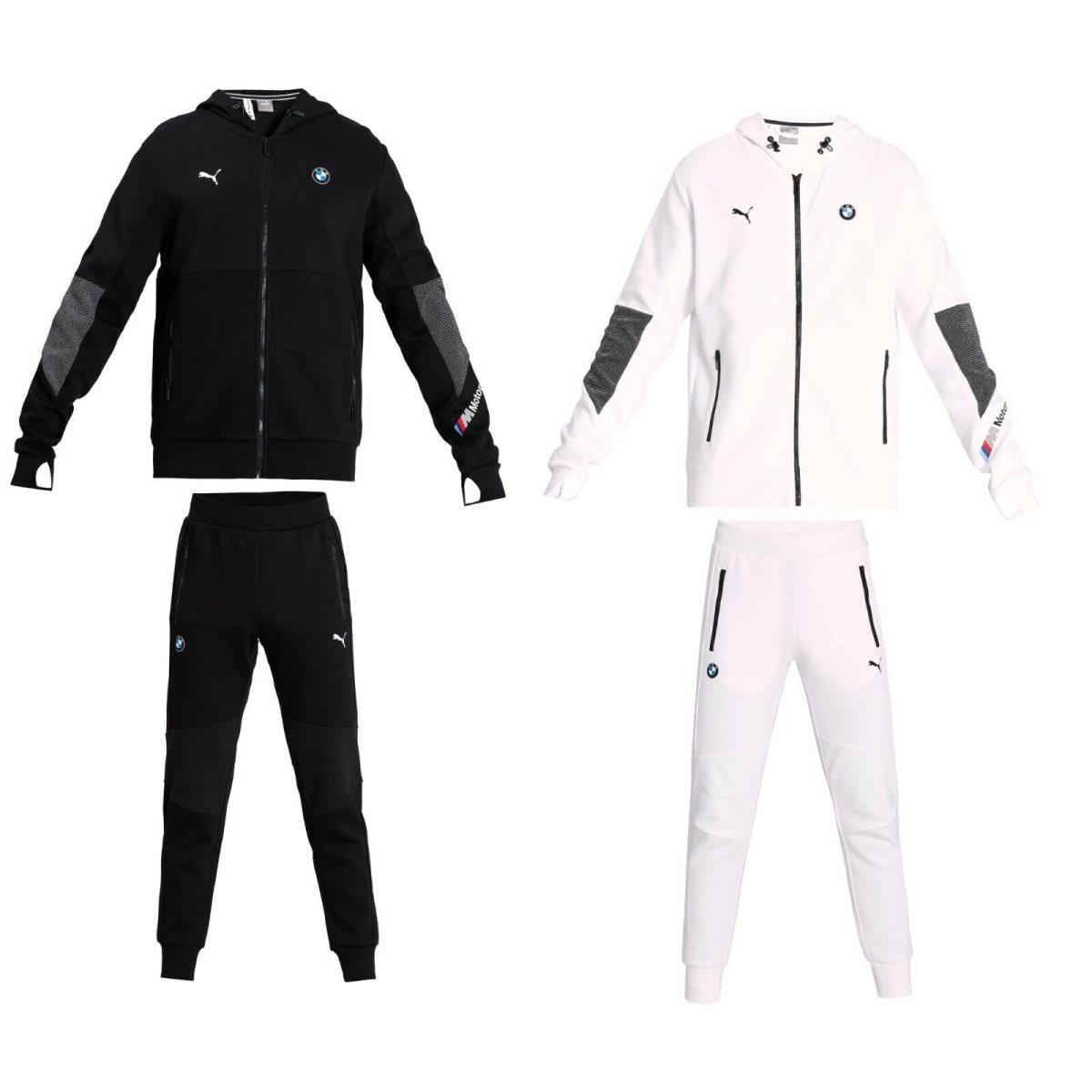 Men`s Pumabmw M Motorsport Hooded Sweat Jacket Pants Tracksuit Black White