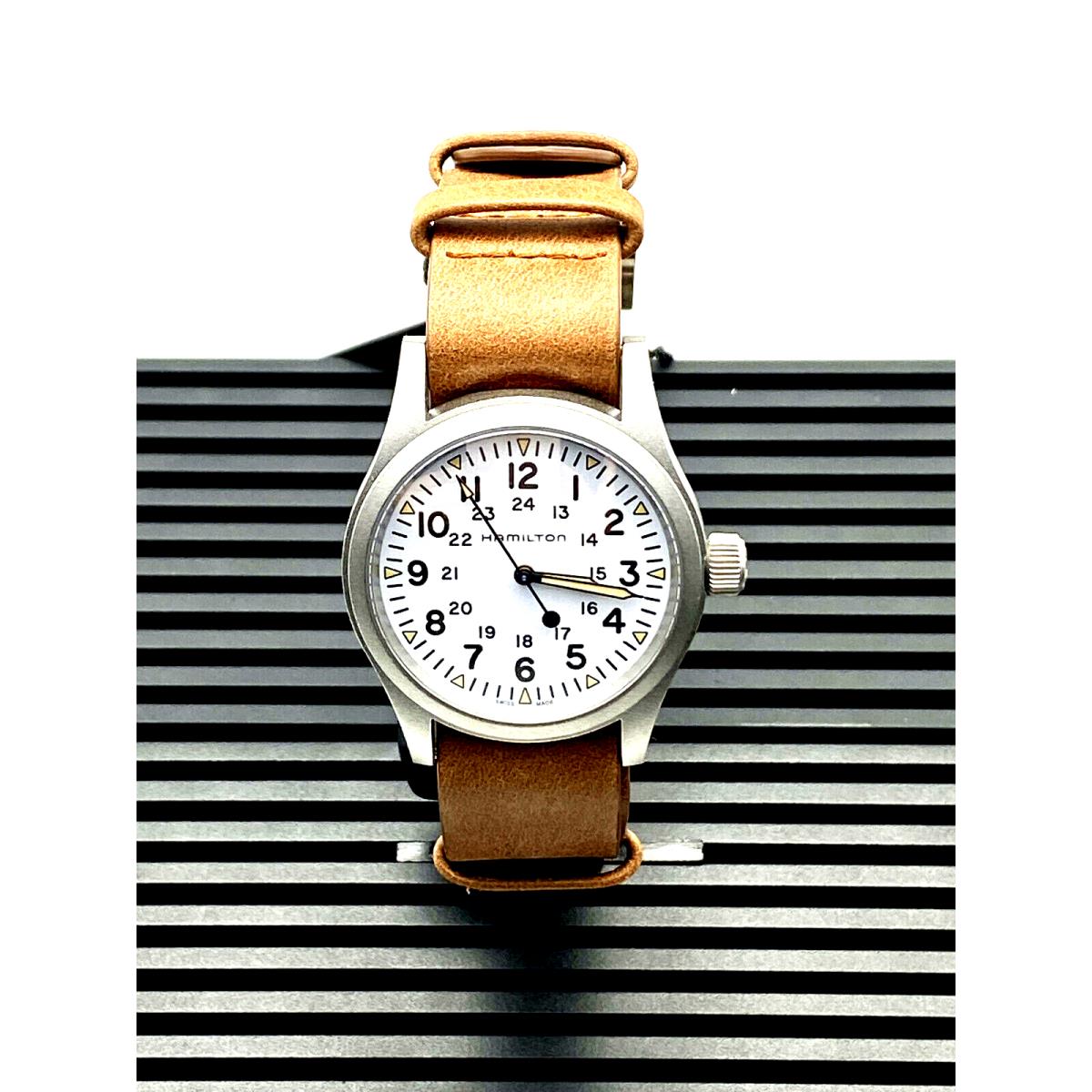Hamilton Khaki Field Mechanical White Dial Leather Men`s Watch H69439511