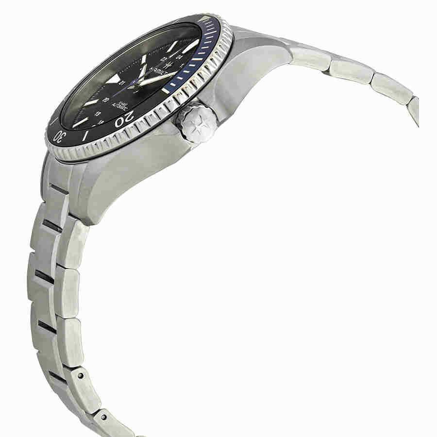 Hamilton Khaki Navy Scuba Automatic Batman Bezel Men`s Watch H82315131 - Dial: Black, Band: Silver, Bezel: Blue, Black