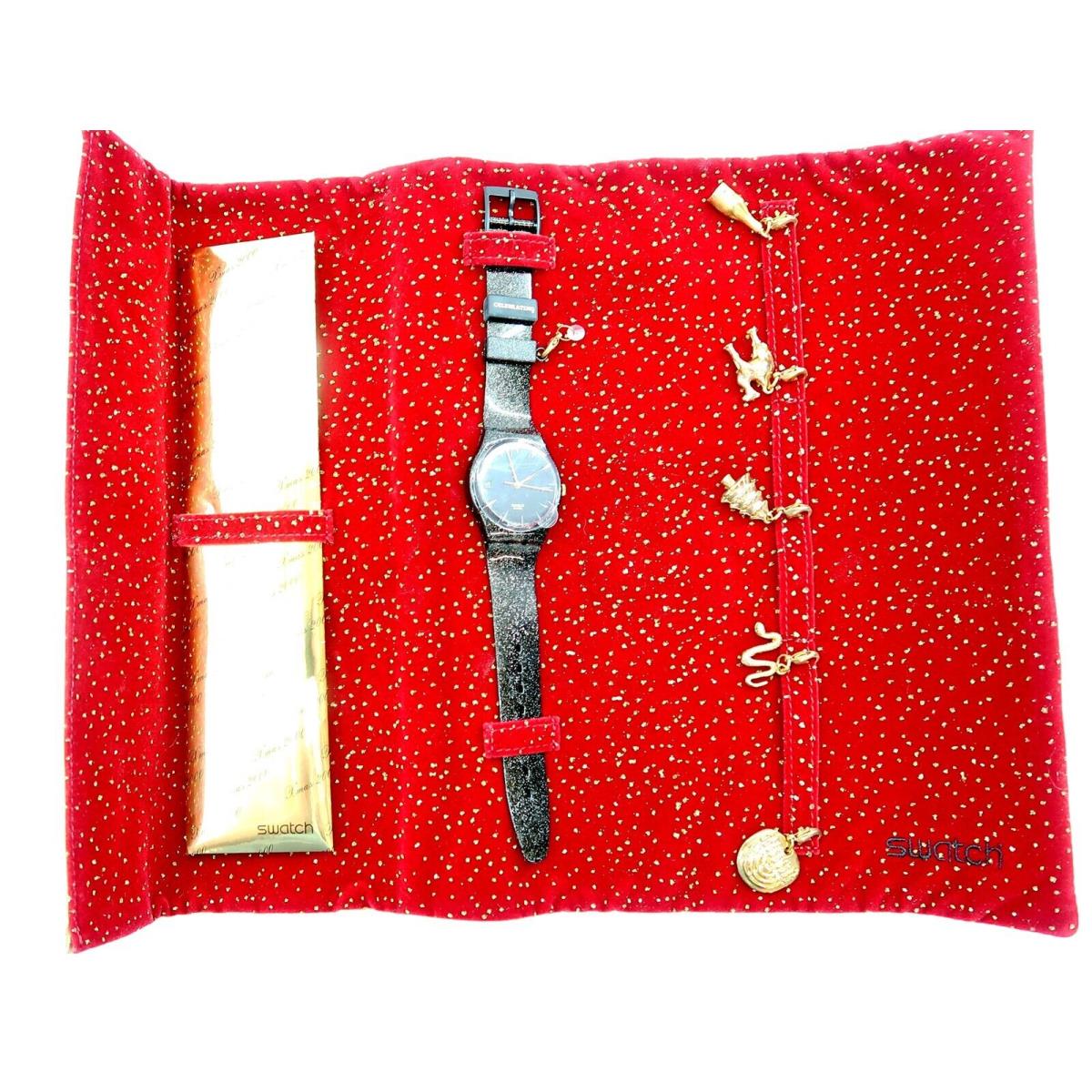 Swatch Watch Christmas World Party GZ407 Limited Edition Boxed Set w/ Charms