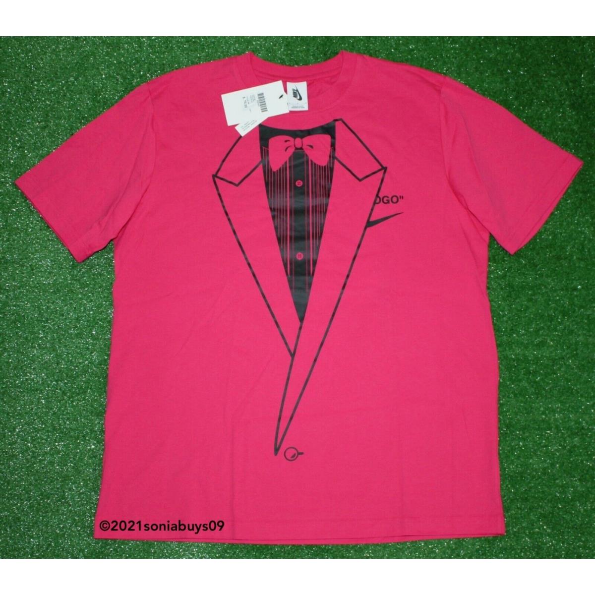 Nike x Off-white Men`s Nrg AG Tuxedo Tee BQ0827-689 Pink Rush/black Size L