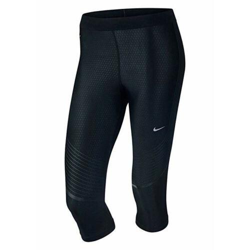 Nike Dri Fit Power Speed Compression Black Reflective Capri Pants Womens XS