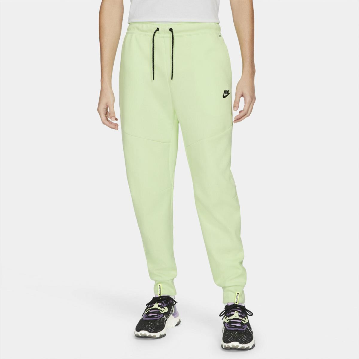 Nike Tech Fleece Pants CU4495-383 Black Jogger Slim Light Lime Liquid Green Nsw