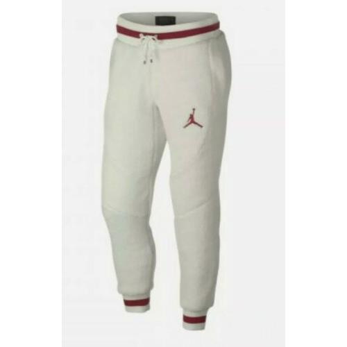 Nike Air Jordan Sherpa Jogger Pants White Red AH7911 133 Men`s Sz-l-xxl