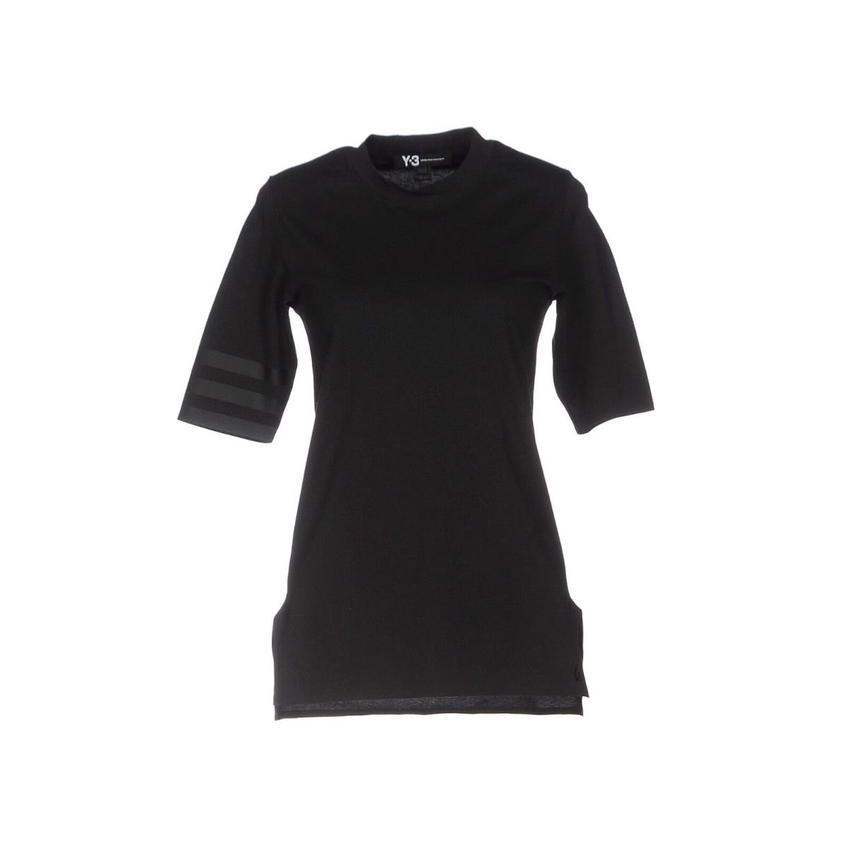 Adidas Y-3 by Yohji Yamamoto Women`s Black Jersey T-shirt Top 97% Cotton Size S