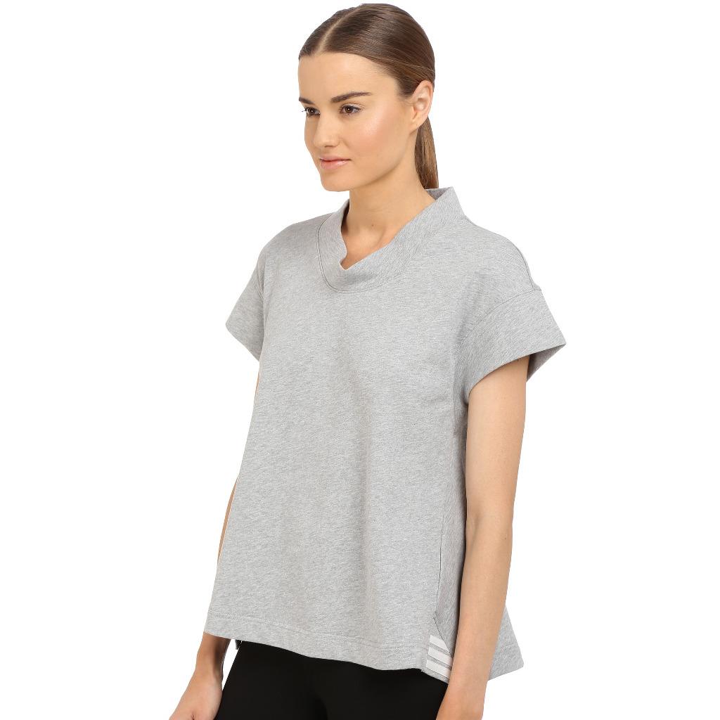 Adidas Y-3 Yohji Yamamoto Womens Summer Top Sweatshirt T-shirt Gray Heather Cotton Sz S
