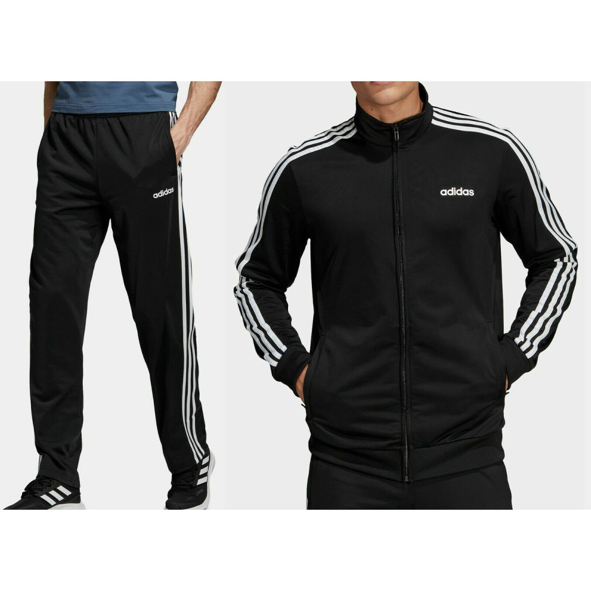 Adidas Men`s Matched Suite: Track Pants Jacket - Balck/white - All Sizes