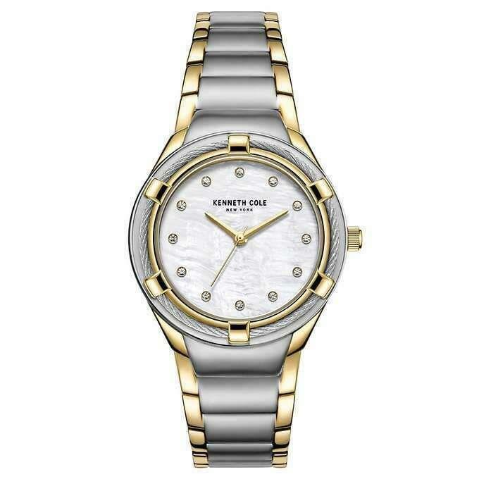 Kenneth Cole KC51050004 Gold Silver Tone Mother of Pearl Dial Ladies Watch