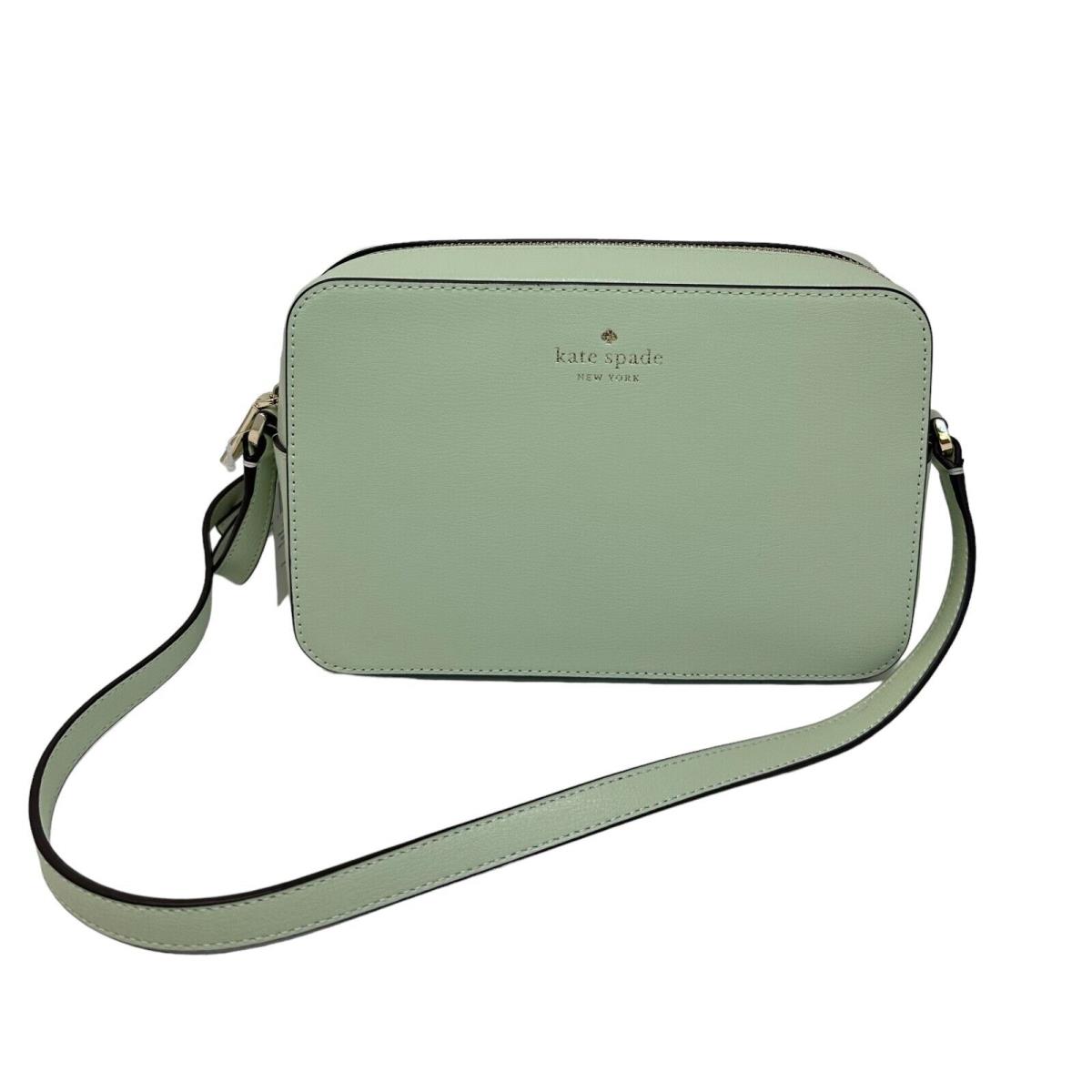 Kate Spade Harper Leather Camera Bag Top Zip Light Olive Crossbody Bag WKR00062