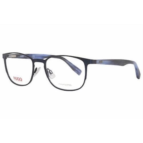 Hugo Boss HG0304 HW8 Eyeglasses Men`s Blue Horn Full Rim Optical Frame 53mm