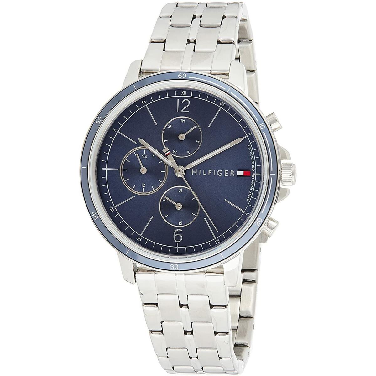 Tommy Hilfiger 1782188 Silver Tone Blue Day Date Dial Womens Casual Watch