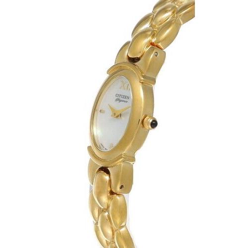 Citizen Elegance White Dial Stainless Steel Women`s Watch EK4532-51DZ - Dial: White, Band: Gold, Bezel: Gold