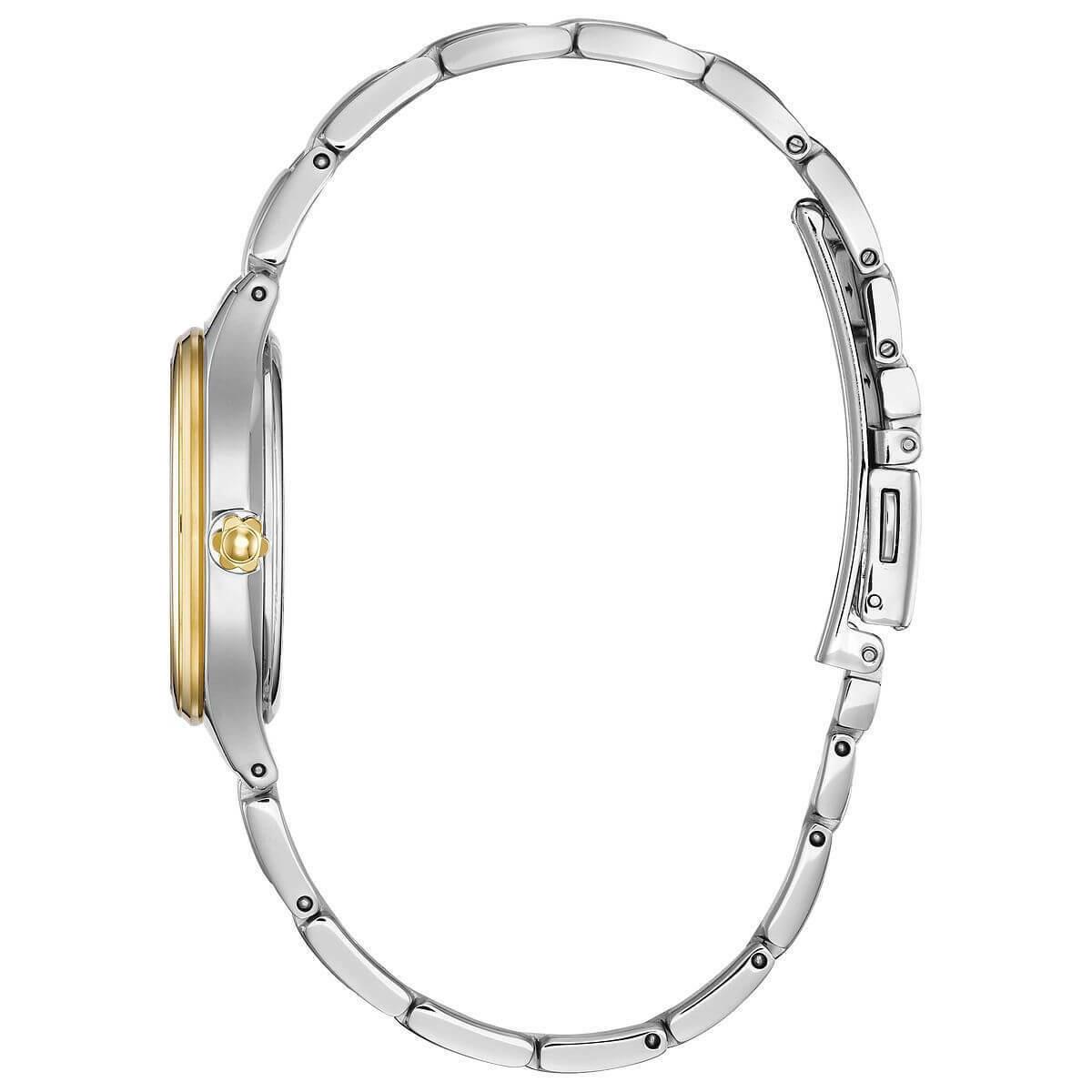 Citizen Corso FE2104-50A Ladies 29mm Silver Dial Watch - Dial: Silver, Band: Silver, Bezel: Gold