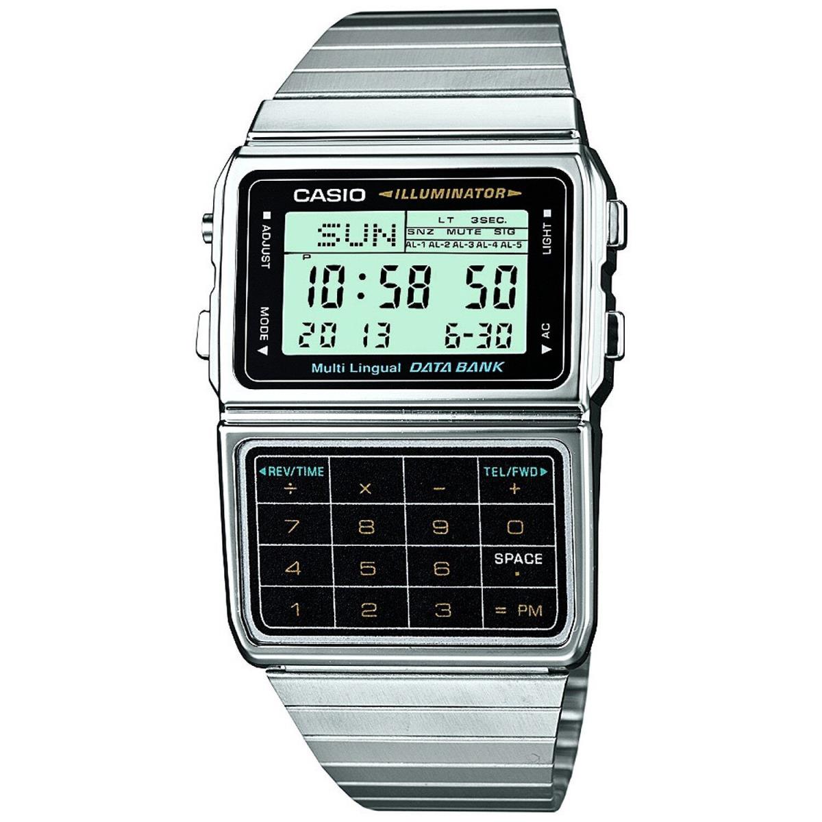 Casio Men`s DBC611-1 Stainless Steel Databank Calculator Watch - Silver Dial, Silver Band