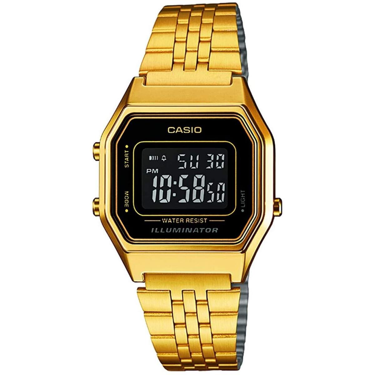 Casio Women`s Illuminator Digital Gold Tone Stainless Steel Watch LA680WGA-1B