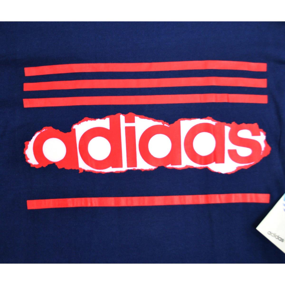 Nos Adidas Usa Made 80`s Vtg Trefoil Pullover L/s T Shirt Large Blue Red