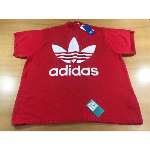 Adidas Big Trefoil Logo Women`s Sweatshirt Shirt Red White Large L
