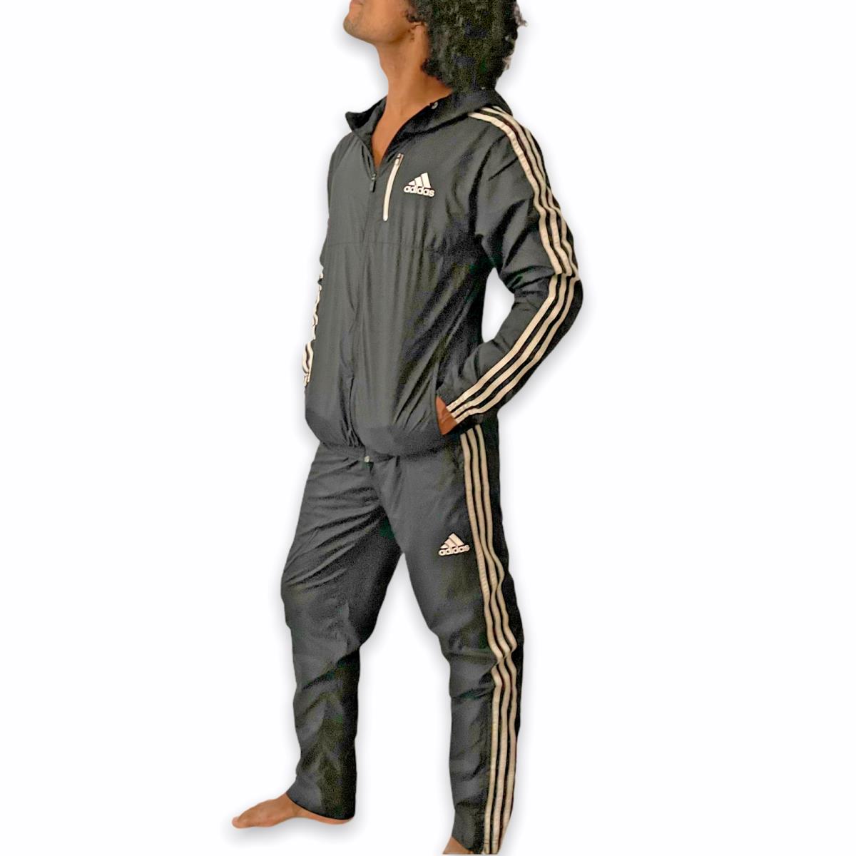 Adidas Soccer Windbreaker Track Suit Jacket Trackies Black Jacket-m Pant-s
