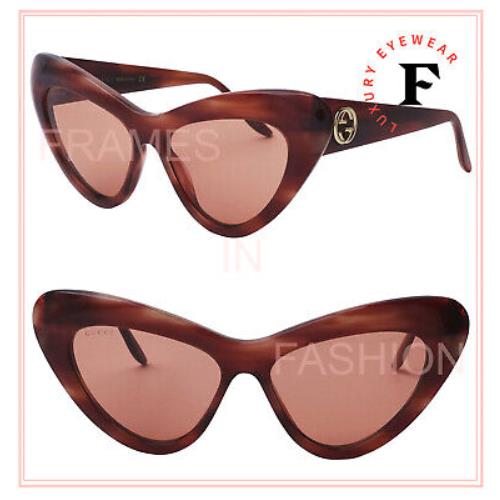 Gucci 0895 Havana Red Cat Eye Runway Gg0895s 004 Fashion Chunky Sunglasses