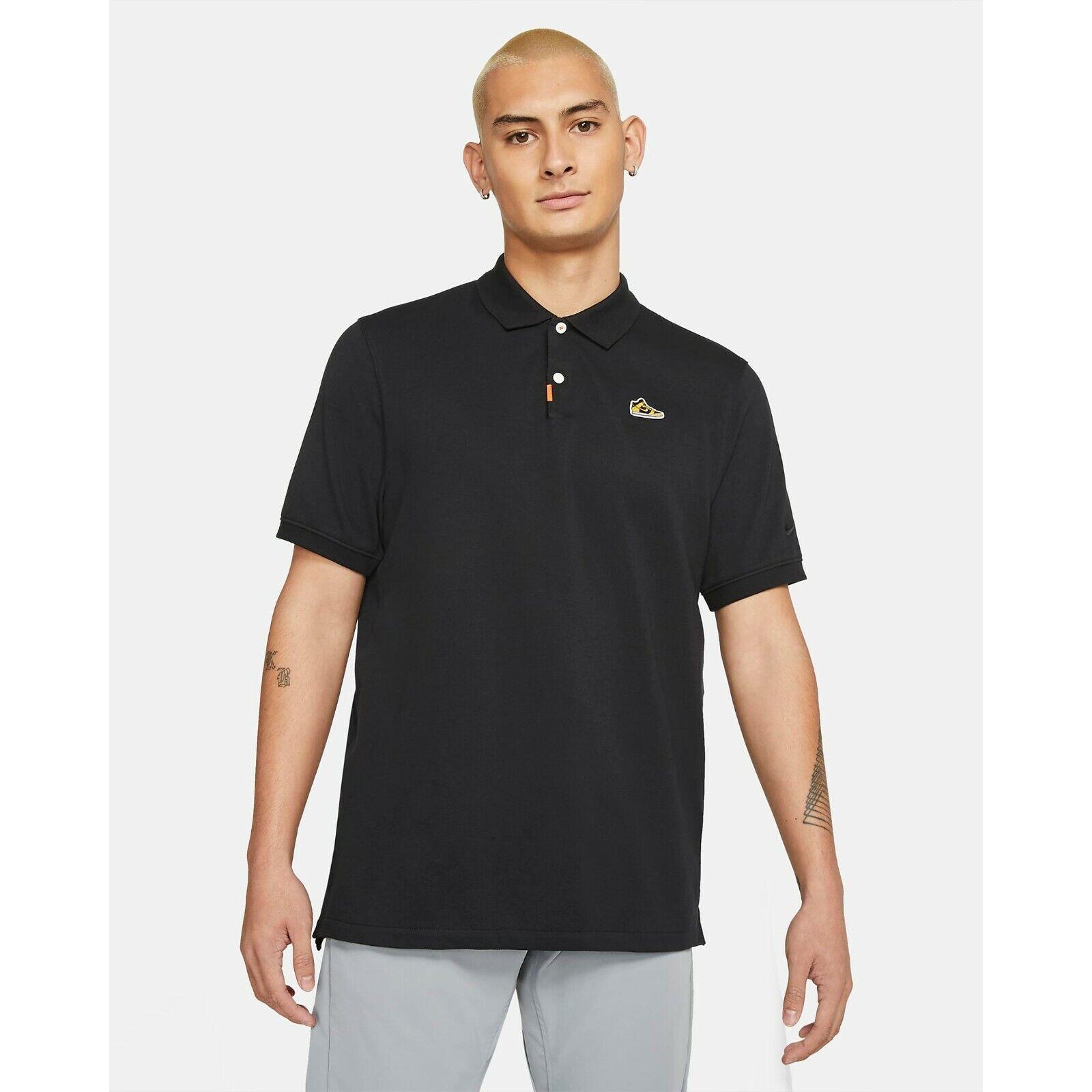 The Nike Polo Dri-fit Dunk High Varsity Maize S/s Polo Shirt Size M Black Yellow