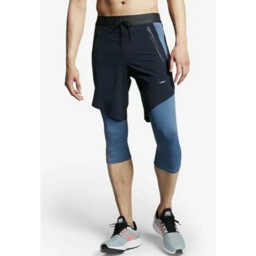 Nike Men S Tech Pack 3/4 Mens 2 In 1 Running Shorts Pants AQ6536 475 Black