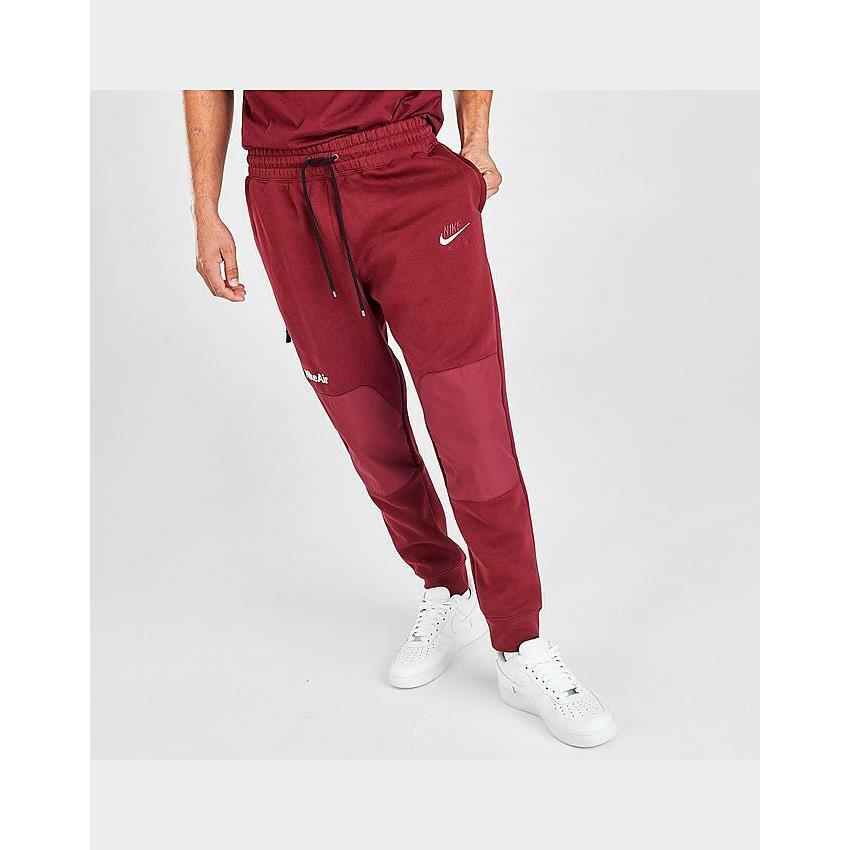 Nike Air Block Logo Mens Fleece Pants Jogger Size L Red Maroon CU4141-638