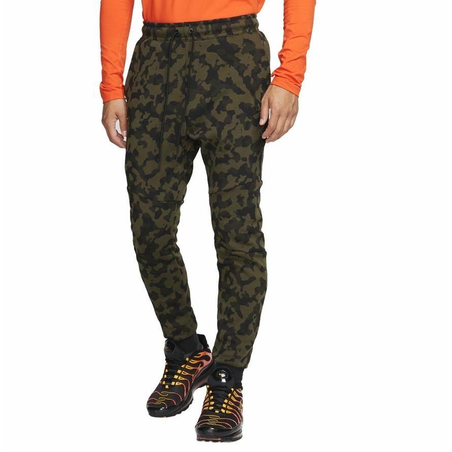 Nike Sportswear Tech Fleece Camo Pants Joggers Green Black Slim Fit Taper Small