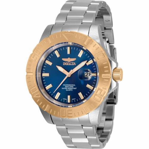 Invicta Men`s Watch Pro Diver Quartz Blue Dial Stainless Steel Bracelet 35432 - Blue Dial, Silver Band