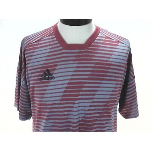Adidas Jersey Shirt Football Tango Climalite Red Gray Striped CG1864 Mens M