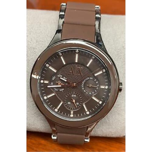 Armani Exchange Stainless Steel Brown Enamel Bracelet Multifunction Watch AX5128