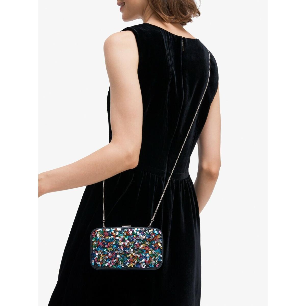 Kate Spade Tonight Sequins Embellished Leather Crossbody Clutch PXR00277 FS