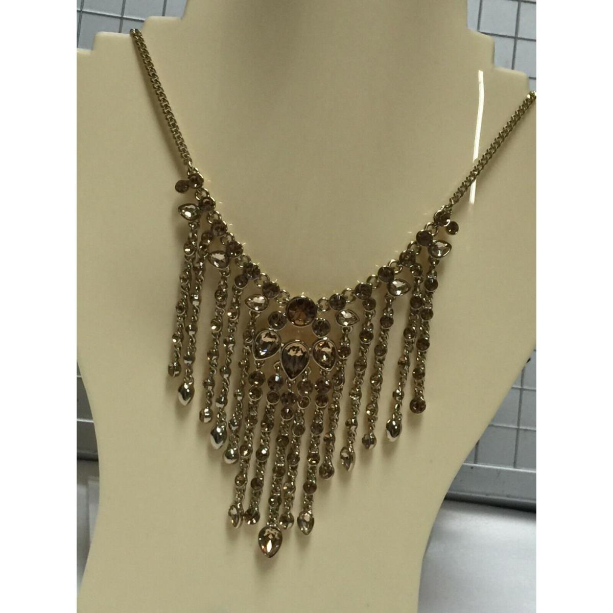 Givenchy Champagne Orange Crystal Gold Plated Necklace Earrings 16-19 GC225