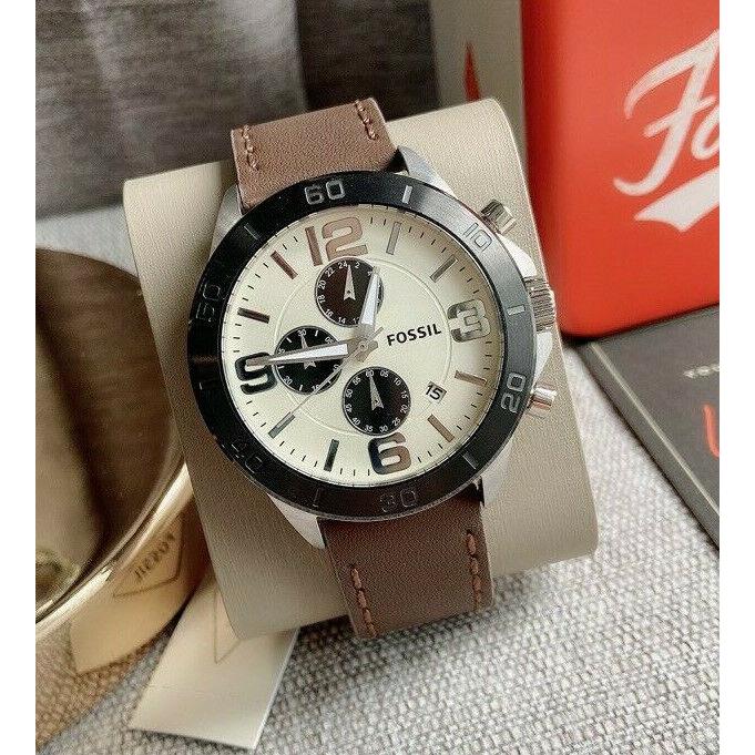 Fossil BQ2165 Brown Leather Strap Choronograph Men`s Watch