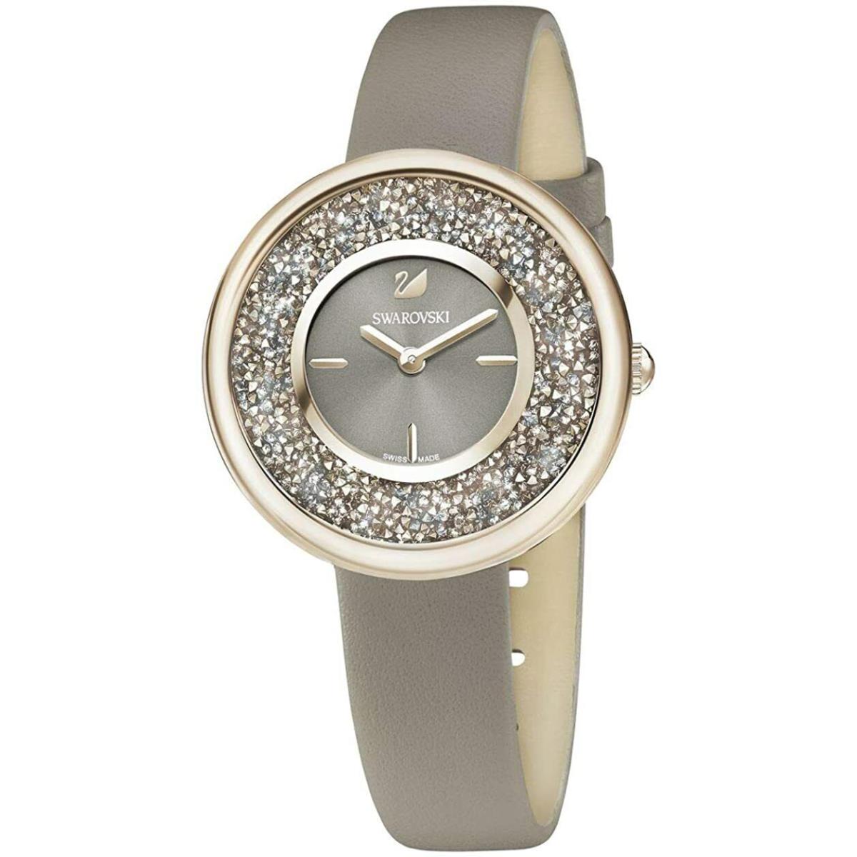 Swarovski Crystal Crystalline Pure Watch Leather Strap Champagne Gol