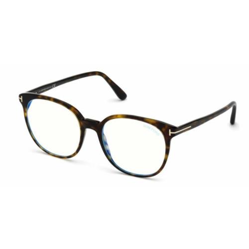 Tom Ford FT 5671-F-B 052 Dark Havana/blue Block Women Eyeglasses