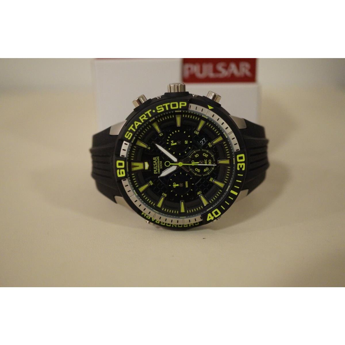 Pulsar Men`s On The Go PT3503 Black Analog Chronograph Watch