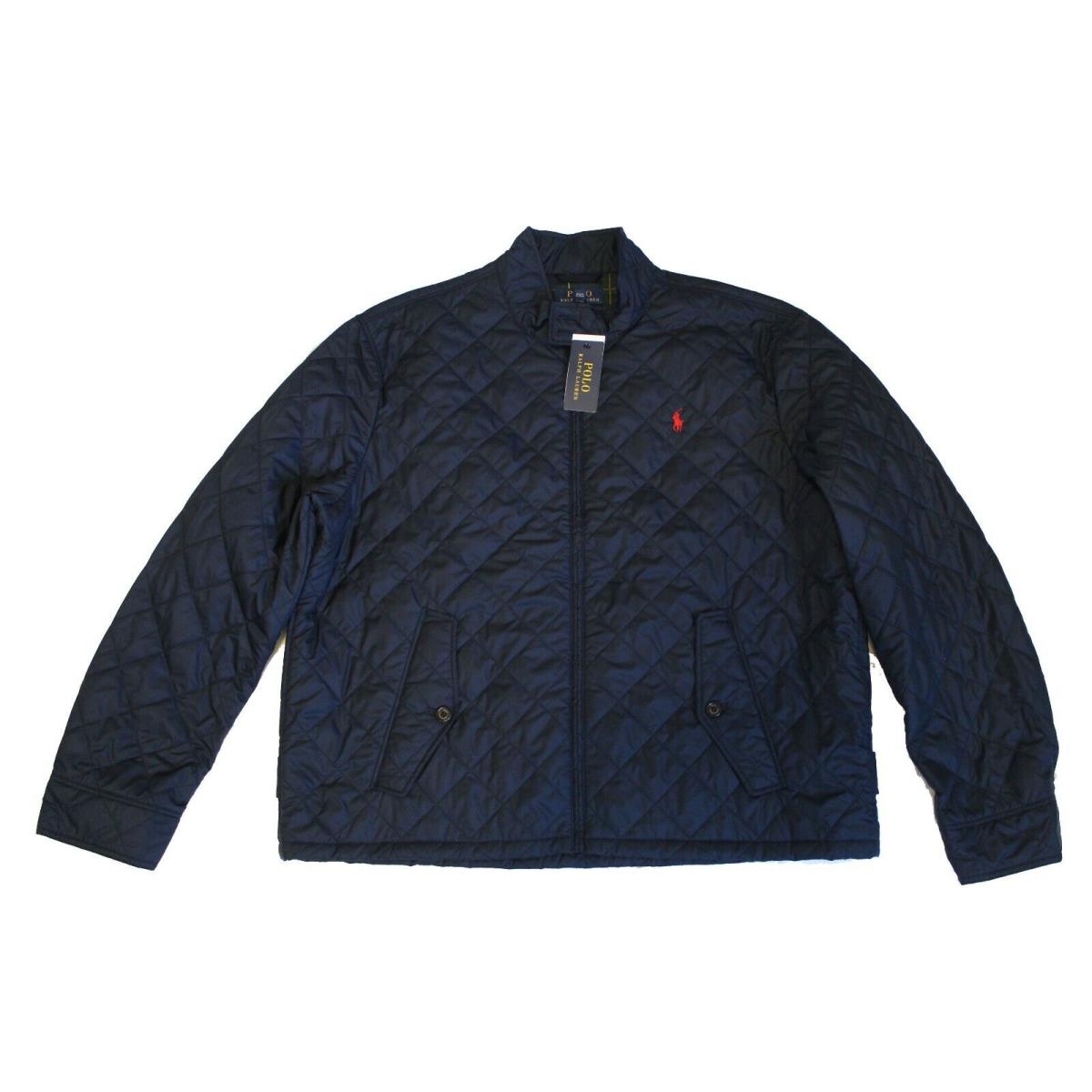 Polo Ralph Lauren Navy Tartan Black Watch Lining Pony Logo Quilted Bomber Jacket