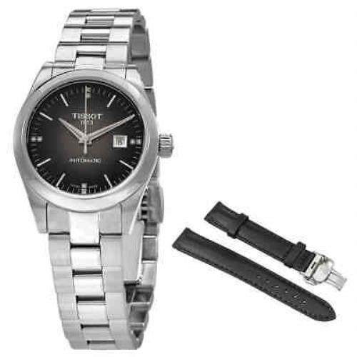 Tissot T-my Lady Automatic Diamond Anthracite Dial Ladies Watch - Dial: Black, Band: Gray, Bezel: Silver