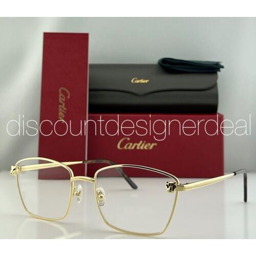 Cartier Women s Panthere Eyeglasses CT0209O 001 Full Gold Metal Frame Clear 55mm