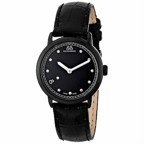 88 Rue Du Rhone 87WA120001 Double 8 29MM Women`s Diamond Black Leather Watch