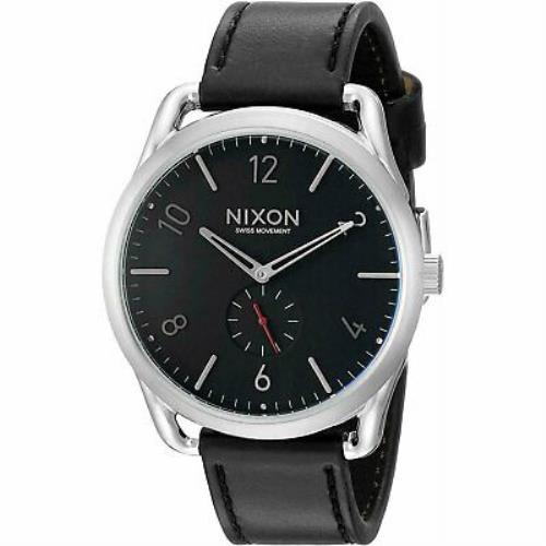 Nixon A465-008 C45 Leather 45MM Men`s Black Leather Watch